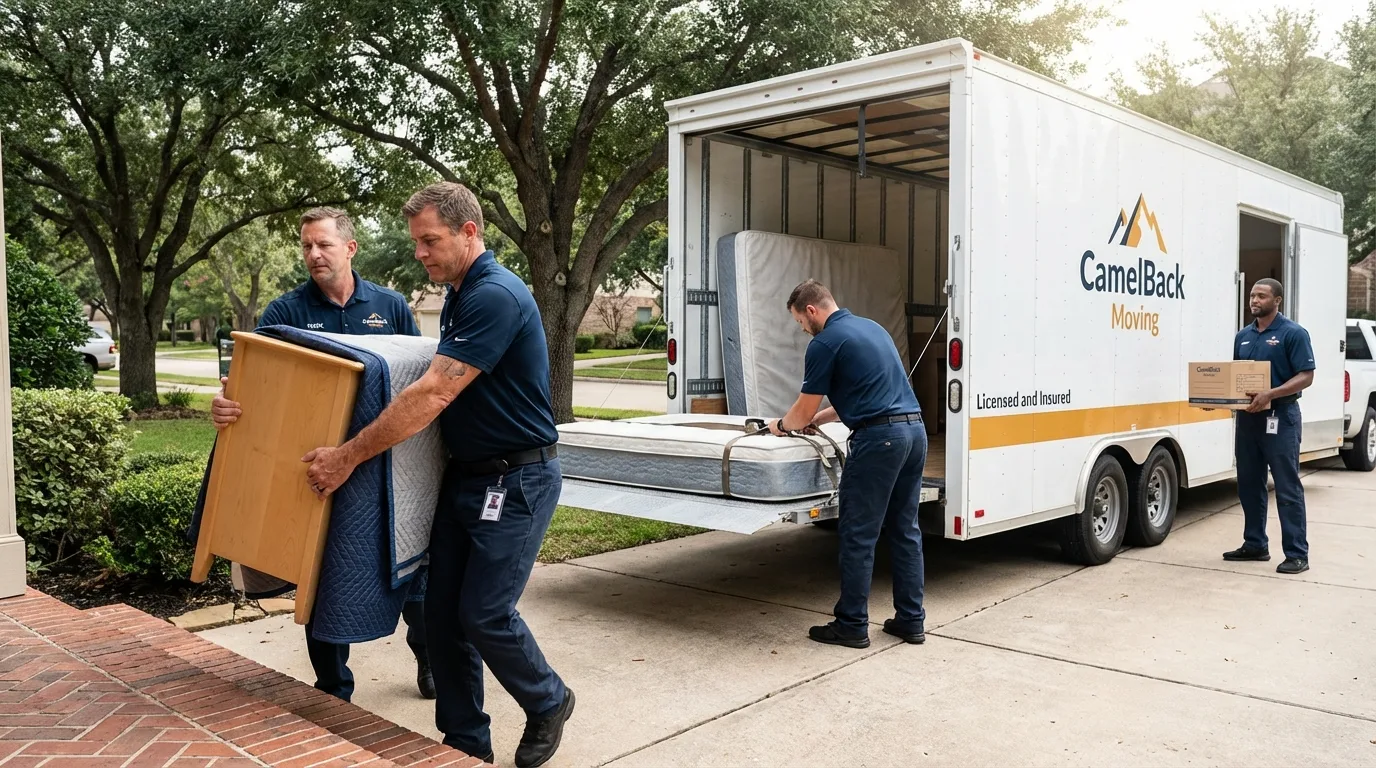 Crew loading residential truck for cross-state move from Sparta, TN