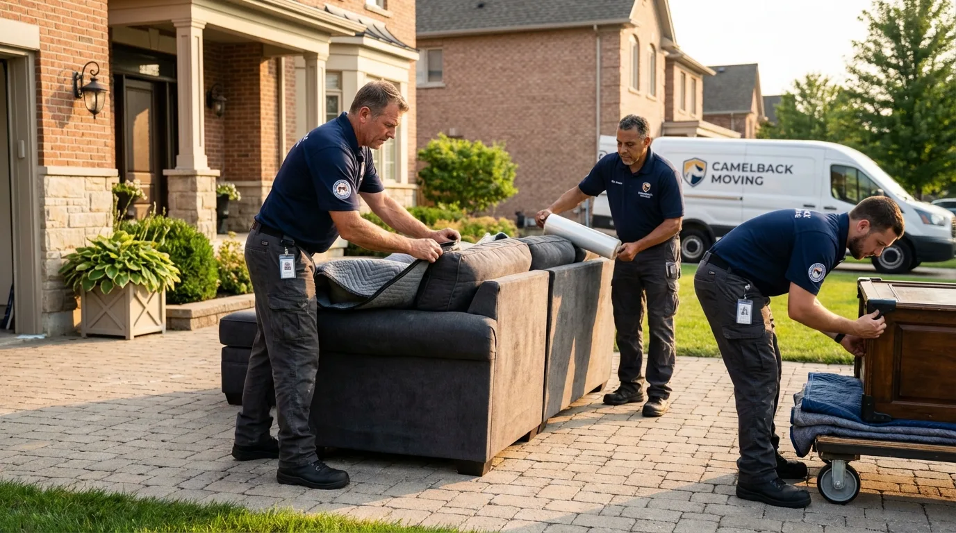 Large estate moving crew wrapping furniture in Sparta, TN
